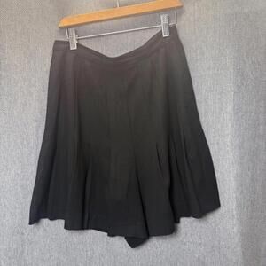 Vintage Women's S‎ Black Wide Leg Pleated Shorts Culotte Classic